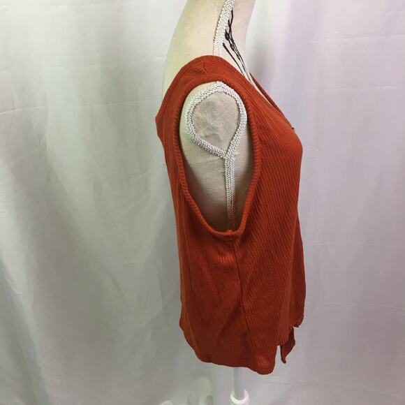 Pink Republic Ribbed Button Down Tank Rust Medium - Picture 3 of 15